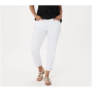 Susan Graver Women Pants Crop Sz L Weekend Premium White A353368